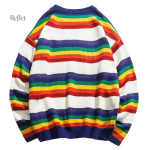 Pull vintage rayé multicolore pour femme