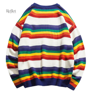 Pull vintage rayé multicolore pour femme