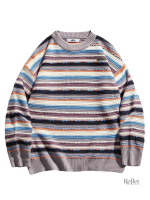 Pull vintage rayé femme, style rétro coloré