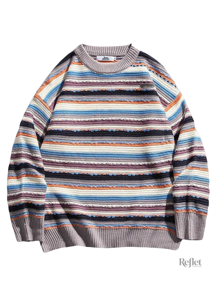 pull-raye-vintage-1 Pull vintage rayé femme, style rétro coloré