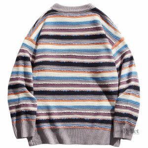 Pull rayé à manches longues, look décontracté