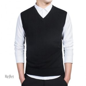 Pull vintage homme sans manche élégant et décontracté