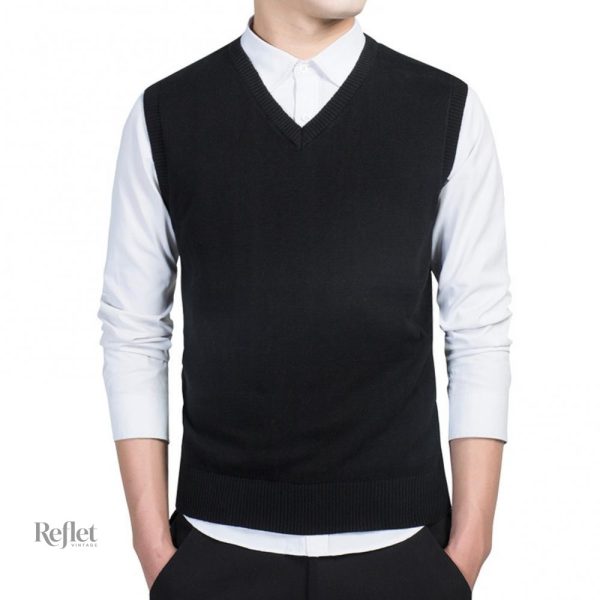 pull-sans-manche-homme-vintage-1 Pull vintage homme sans manche élégant et décontracté