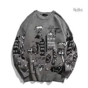 Pull vintage homme en tricot, style rétro élégant.