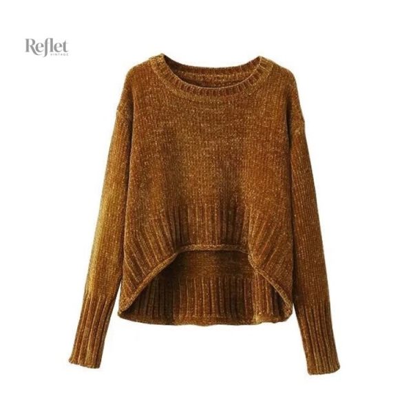 Pull vintage à col en v, parfait pour un look casual