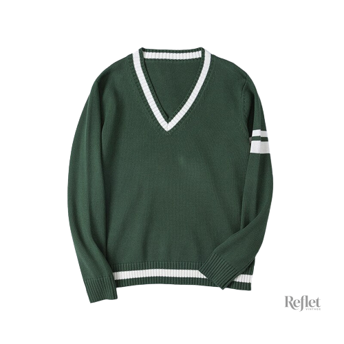 pull-tennis-col-en-v-vintage-femme-1 Pull vintage femme col en V pour le tennis