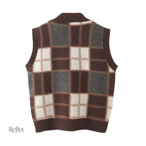 Pull en tricot pour homme, design sans manches vintage