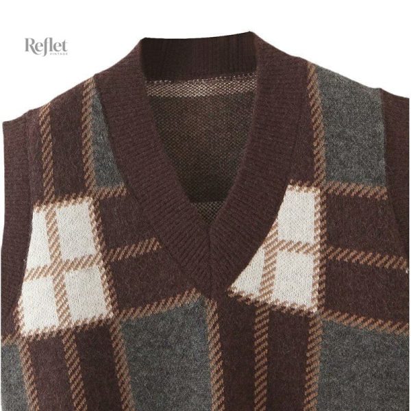 Vêtement vintage homme, pull sans manches en tricot