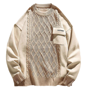 Pull vintage beige pour femme, style rétro et confortable