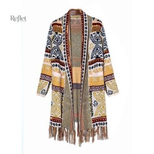 Pull femme style vintage avec motifs ethniques