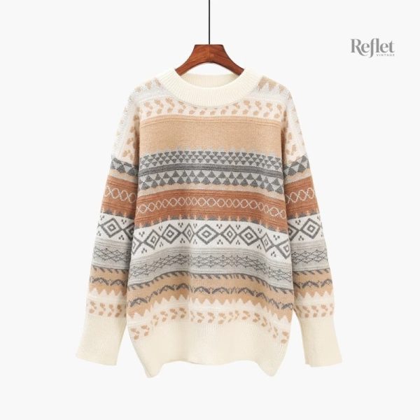 Vêtement chic vintage pour femme, pull long élégant