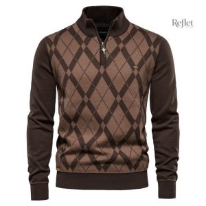 Pull homme rétro avec motifs uniques et colorés