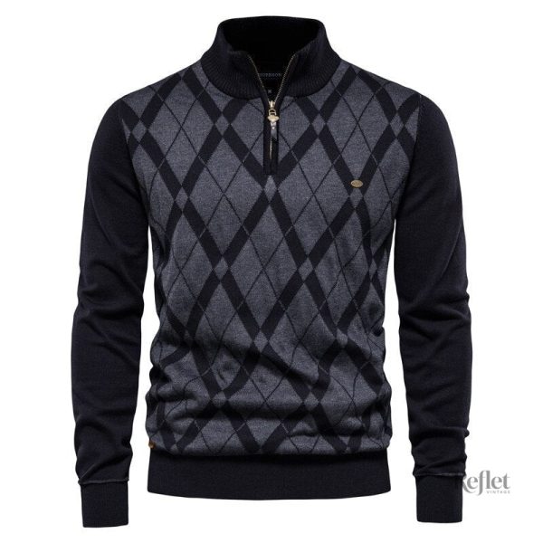 Pull vintage avec textures variées, parfait pour l'hiver