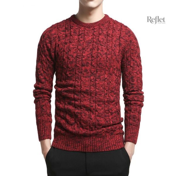 Pull élégant homme gris à col rond