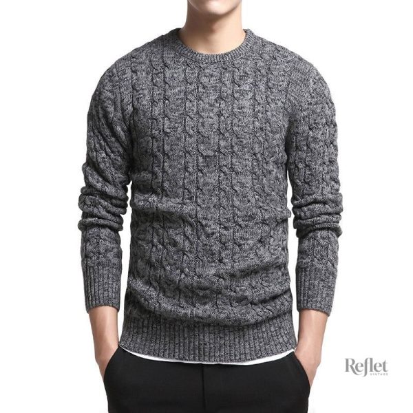 Pull casual homme gris inspiré du vintage
