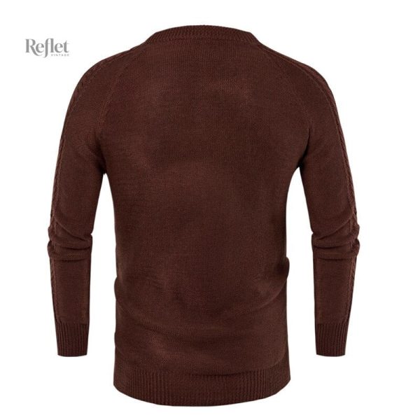 Pull marron rétro pour homme, idéal pour un look décontracté