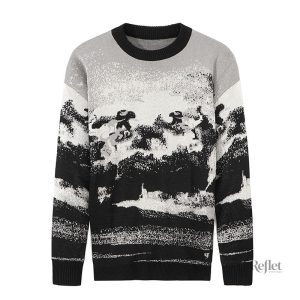 Pull vintage noir et blanc pour homme