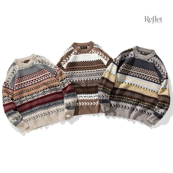Sweater vintage homme en style oversize, couleurs rétro