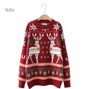Pull vintage femme motif Noël