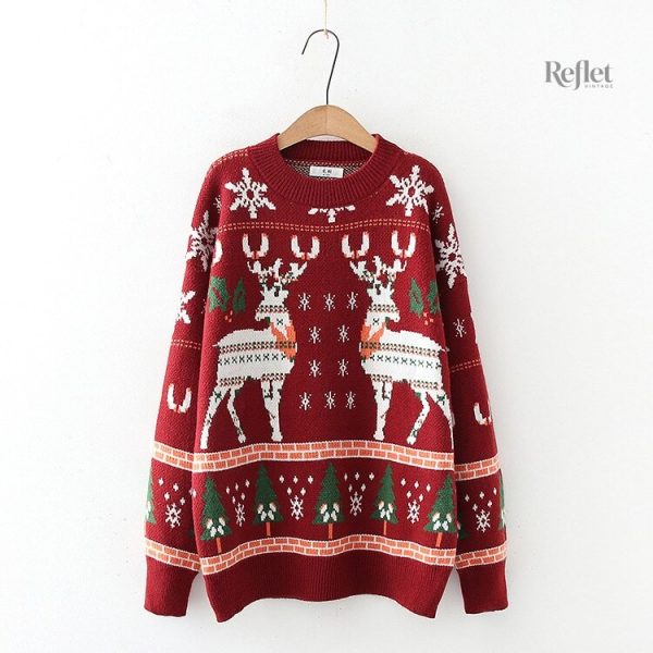 Pull rétro femme avec thème festif