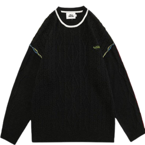 Pull vintage noir pour femme, style rétro élégant
