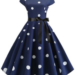 Robe rétro femmes à pois style années 50