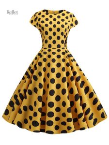 Robe femme années 50 avec motifs à pois