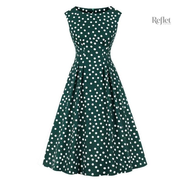 robe-a-pois-courte-genou-annee-30-1 Robe courte à pois style années 30