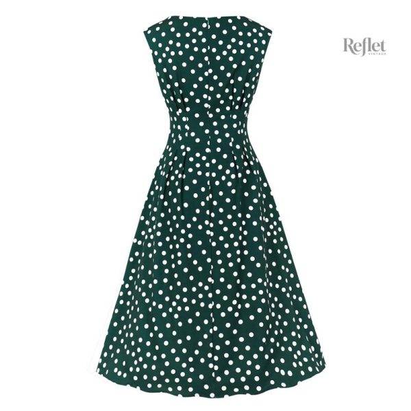 Robe à pois genou, élégance rétro