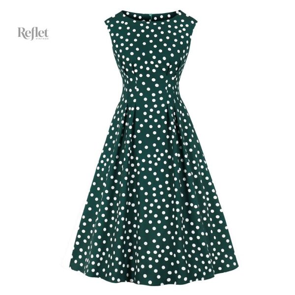 Robe vintage à pois, longueur genou