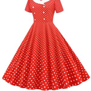 Robe évasée à pois pour fille, style années 30