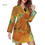 Robe années 70 avec motifs rétro et coupe fluide, style bohème