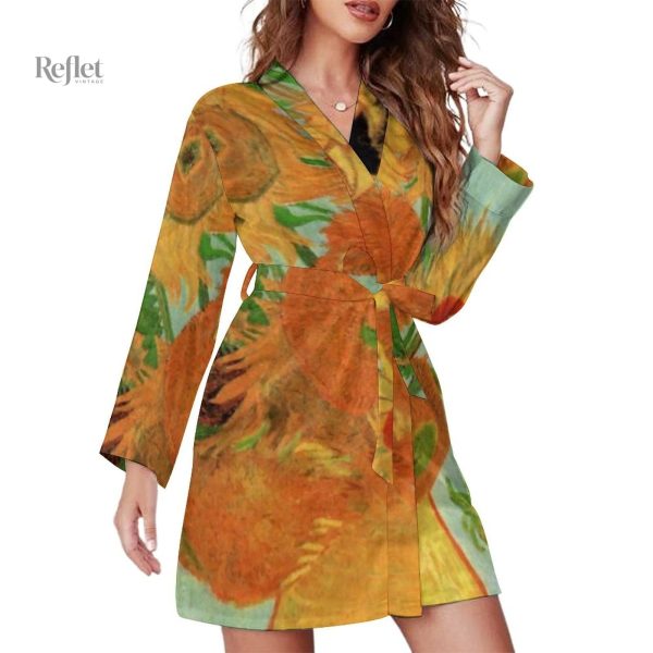 Robe années 70 avec motifs rétro et coupe fluide, style bohème