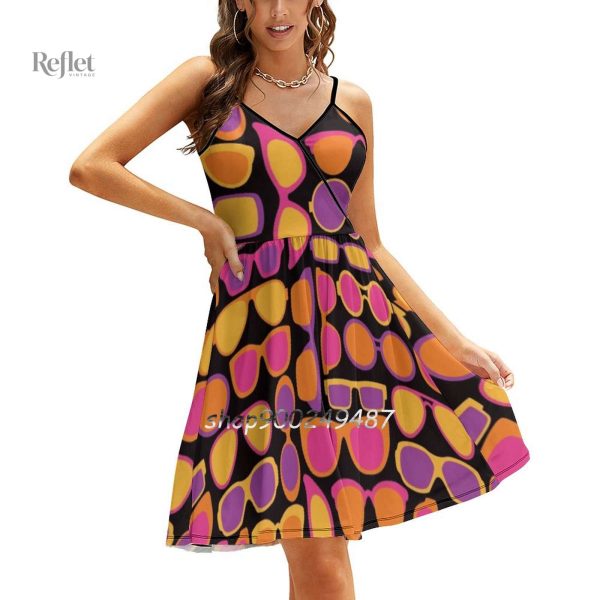 Robe large avec motifs colorés des années 70