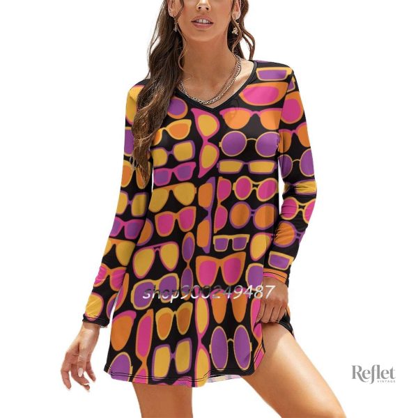 Robe ample à imprimé floral des années 70