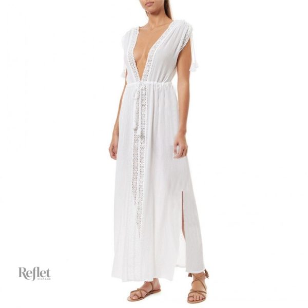 Robe de style années 20, coloris blanc, look chic