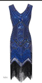 Mode années 20, robe bleue chic