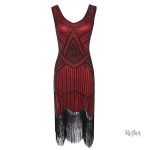 Robe années 30, couleur rouge flamboyant