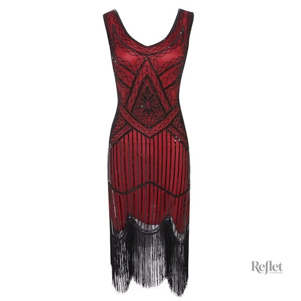 Robe rouge stylée années 30