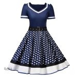 Robe à manches courtes années 50