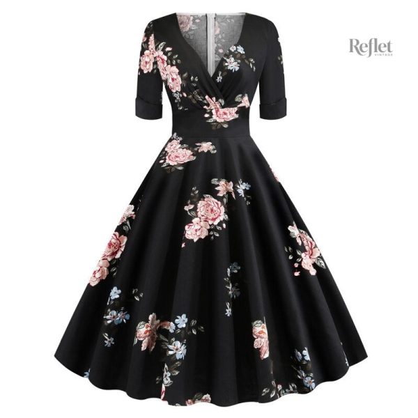 Robe à pois avec jupe évasée