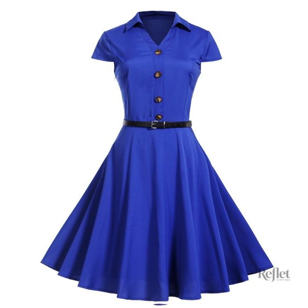 Robe bleu royal avec ceinture