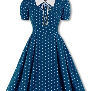 Robe vintage à pois, inspiration écolière des années 50