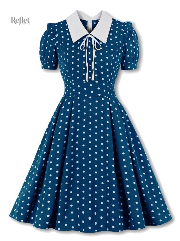 Robe vintage à pois, inspiration écolière des années 50
