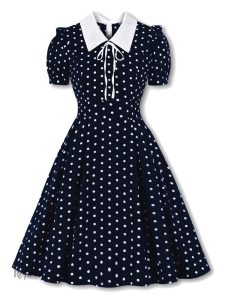 Robe midi écolière, look rétro années 50