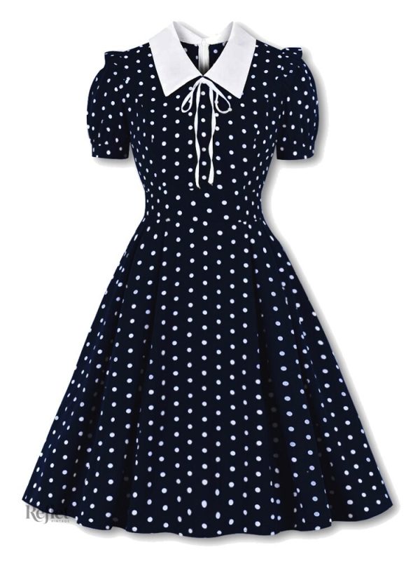 Robe midi écolière, look rétro années 50