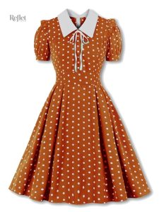 Robe rétro à ceinture, esthétique écolière des années 50