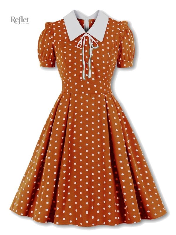 Robe rétro à ceinture, esthétique écolière des années 50