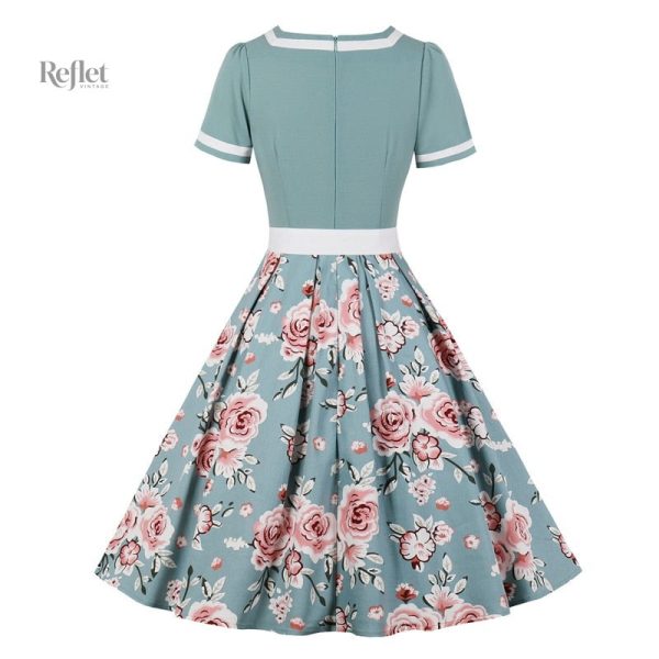 Robe femme années 50, motifs floraux, look intemporel