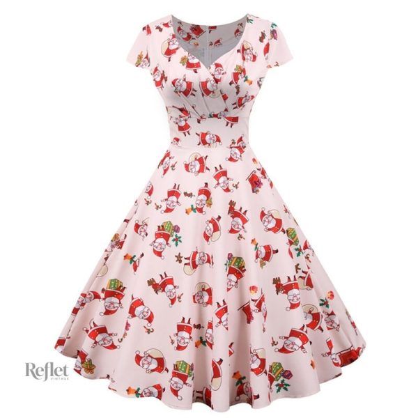 Robe vintage années 50 pour fêtes de Noël